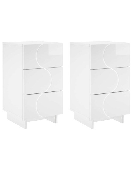 Armadio da Notte 2 pcs Bianco Lucido 33,5 x 34,5 x 60 cm