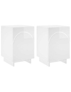 Armadio da Notte 2 pcs Bianco Lucido 33,5 x 34,5 x 50 cm 2