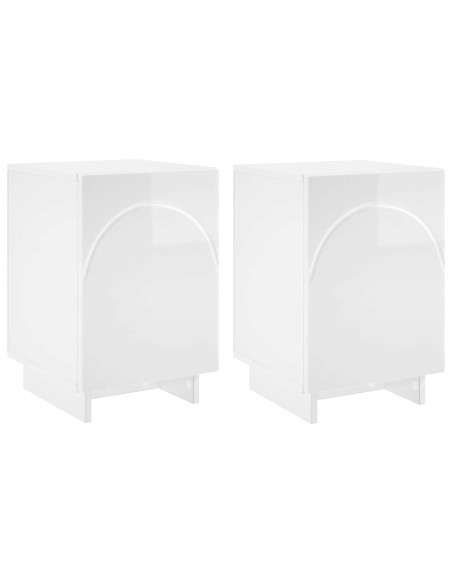 Armadio da Notte 2 pcs Bianco Lucido 33,5 x 34,5 x 50 cm