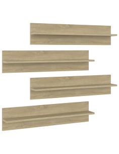 Mensole a Muro 4pz Rovere Sonoma 80x11,5x18cm Legno Multistrato 2