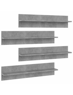 Mensole Muro 4pz Grigio Cemento 80x11,5x18cm Legno Multistrato 2