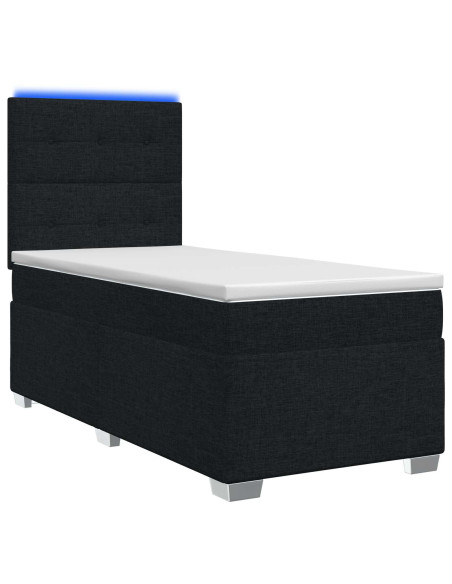 Letto box spring con materasso Nero 100 x 200 cm Tessuto