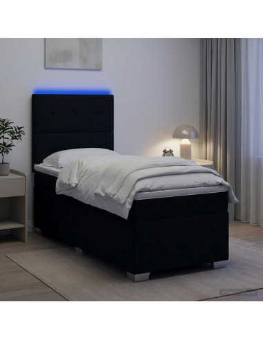 Letto box spring con materasso Nero 100 x 200 cm Tessuto