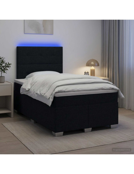 Letto box spring con materasso Nero 120 x 200 cm Tessuto