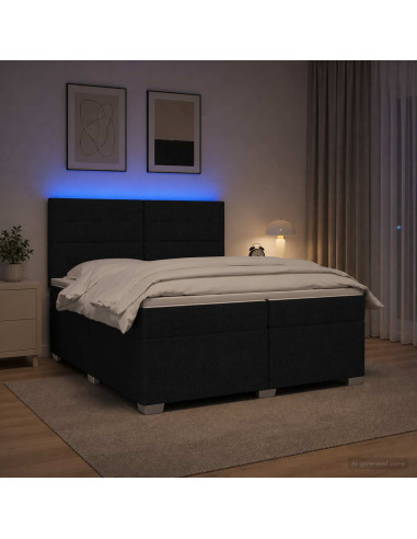Letto box spring con materasso Nero 200 x 200 cm Tessuto