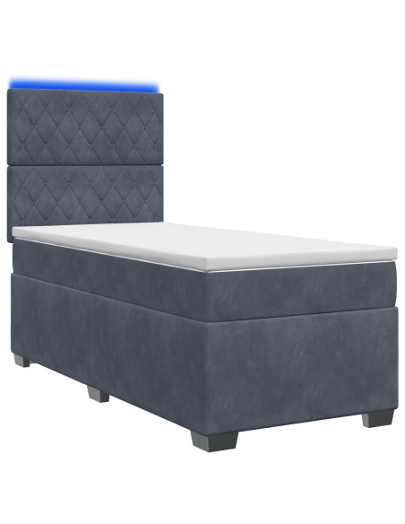Letto box spring con materasso Grigio Scuro 100 x 200 cm
