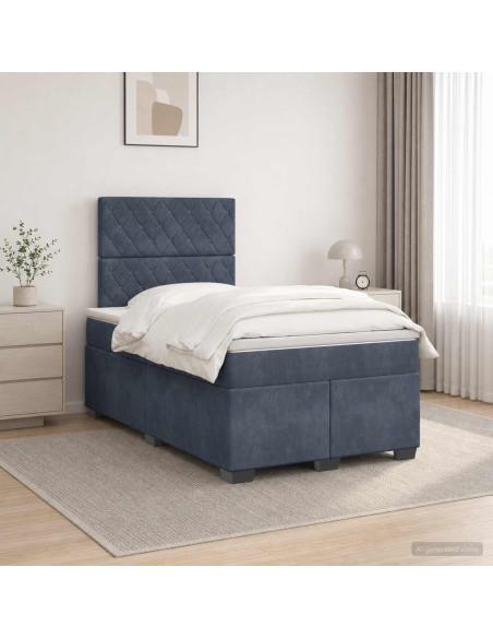 Letto box spring con materasso Grigio Scuro 120 x 200 cm