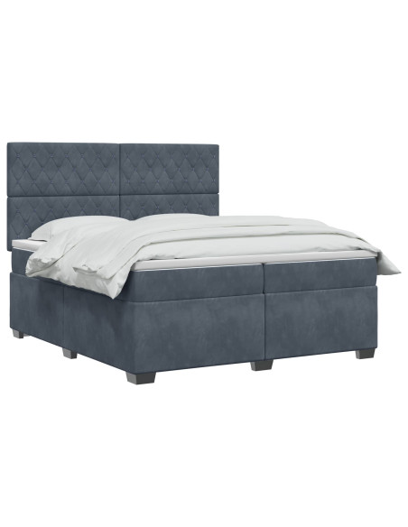 Letto box spring con materasso Grigio Scuro 200 x 200 cm