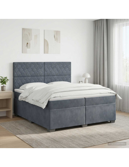 Letto box spring con materasso Grigio Scuro 200 x 200 cm