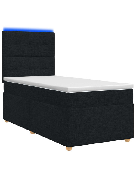 Letto box spring con materasso Nero 100 x 200 cm Tessuto