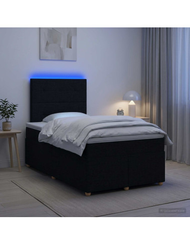 Letto box spring con materasso Nero 120 x 200 cm Tessuto