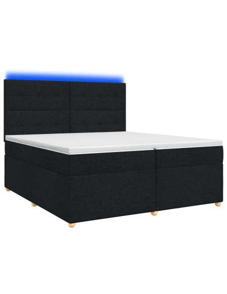 Letto box spring con materasso Nero 200 x 200 cm Tessuto