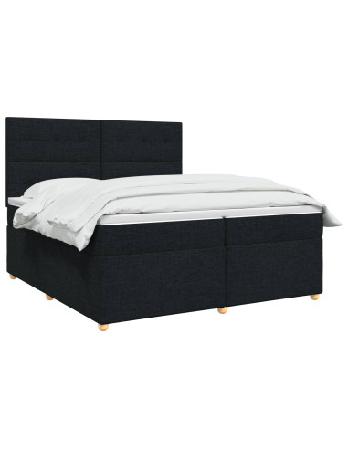 Letto box spring con materasso Nero 200 x 200 cm Tessuto