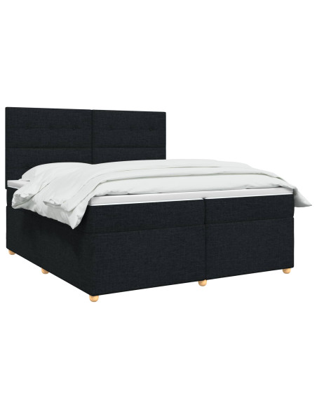 Letto box spring con materasso Nero 200 x 200 cm Tessuto