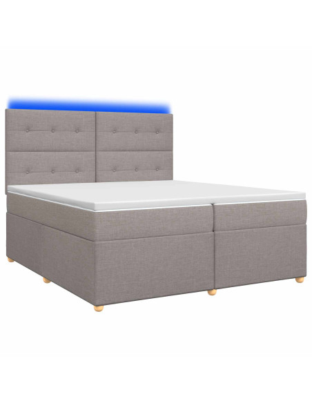 Letto box spring con materasso Tortora 200 x 200 cm Tessuto