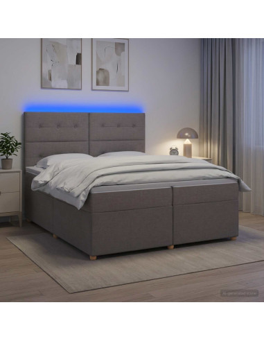 Letto box spring con materasso Tortora 200 x 200 cm Tessuto