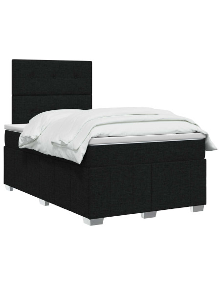 Letto Box Spring LED con Materasso Nero 120 x 200 cm Tessuto