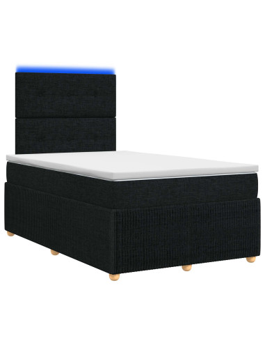 Letto Box Spring LED con Materasso Nero 120 x 190 cm Tessuto