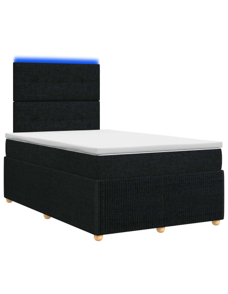 Letto Box Spring LED con Materasso Nero 120 x 200 cm Tessuto