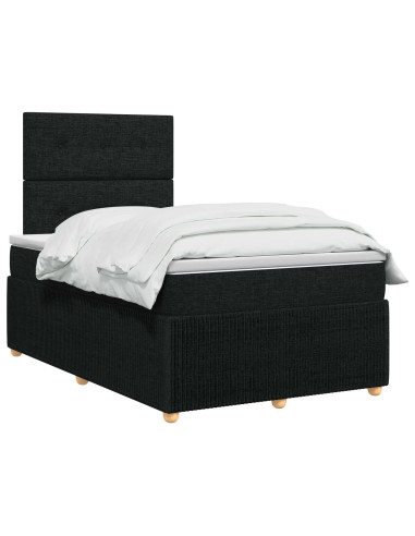 Letto Box Spring LED con Materasso Nero 120 x 200 cm Tessuto