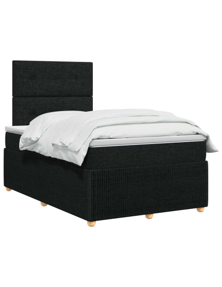 Letto Box Spring LED con Materasso Nero 120 x 200 cm Tessuto