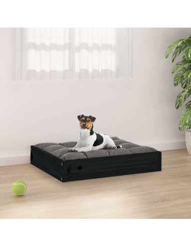 Cuccia per Cani Nera 51,5x44x9 cm in Legno Massello di Pino