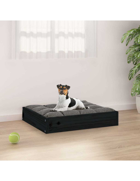 Cuccia per Cani Nera 51,5x44x9 cm in Legno Massello di Pino