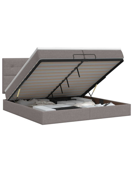 Letto ottomano con materasso Tortora 200 x 200 cm Tessuto