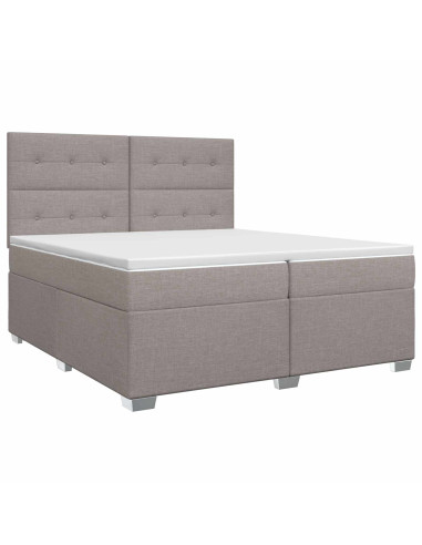 Letto box spring con materasso Tortora 200 x 200 cm Tessuto