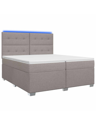 Letto box spring con materasso Tortora 200 x 200 cm Tessuto