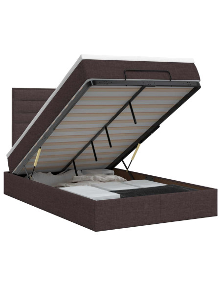 Letto ottomano con materasso Marrone Scuro 120 x 190 cm Tessuto