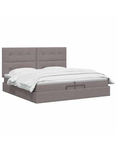 Letto ottomano con materasso Tortora 200 x 200 cm Tessuto
