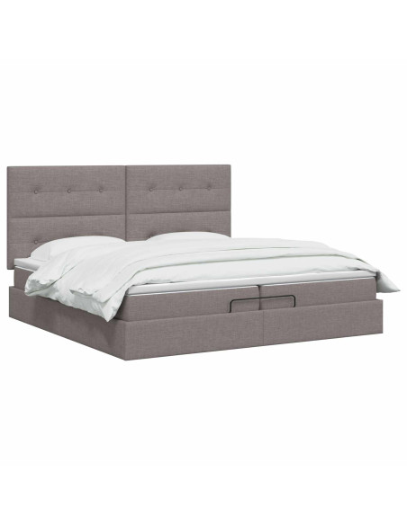 Letto ottomano con materasso Tortora 200 x 200 cm Tessuto