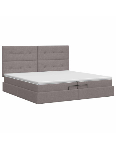 Letto ottomano con materasso Tortora 200 x 200 cm Tessuto
