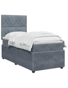 Letto Box Spring LED con Materasso Grigio Scuro 90 x 200 cm 2