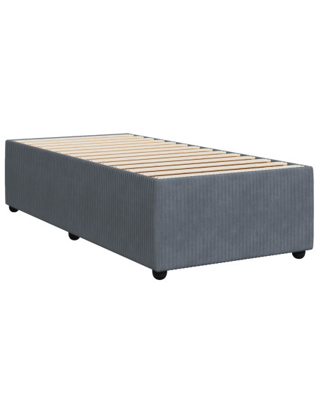 Letto Box Spring LED con Materasso Grigio Scuro 90 x 200 cm