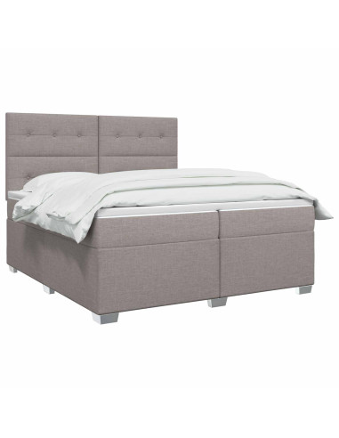 Letto box spring con materasso Tortora 200 x 200 cm Tessuto