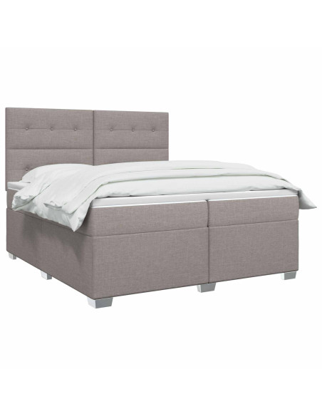 Letto box spring con materasso Tortora 200 x 200 cm Tessuto