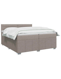 Letto Box Spring LED con Materasso Tortora 200 x 200 cm Tessuto 2