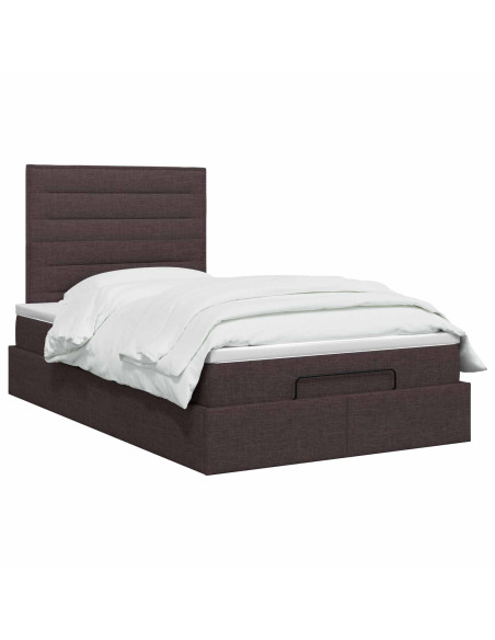 Letto ottomano con materasso Marrone Scuro 120 x 190 cm Tessuto
