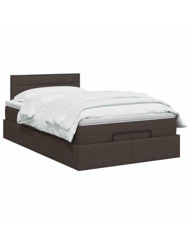 Letto Ottomano con Materasso e LED Marrone Scuro 120 x 190 cm