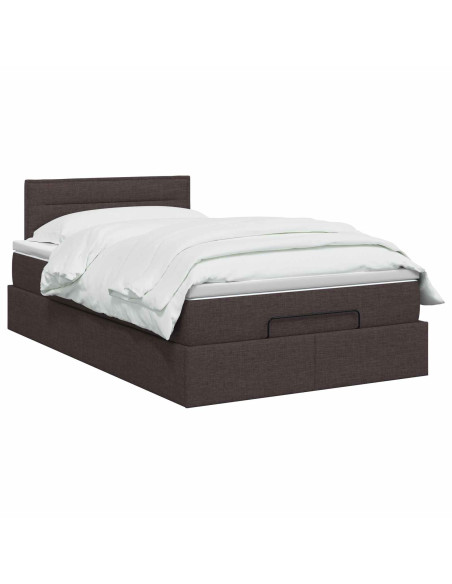 Letto Ottomano con Materasso e LED Marrone Scuro 120 x 190 cm