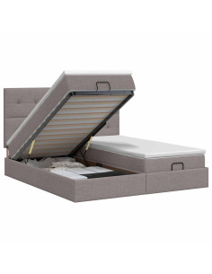 Letto ottomano con materasso con testiera 2 pz Tortora Tessuto