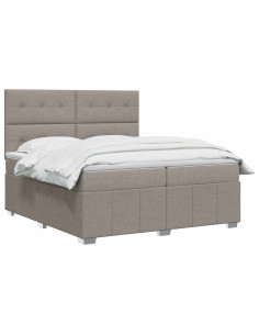 Letto box spring con materasso Tortora 200 x 200 cm Tessuto 2