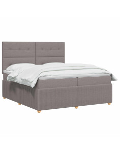 Letto box spring con materasso Tortora 200 x 200 cm Tessuto 2