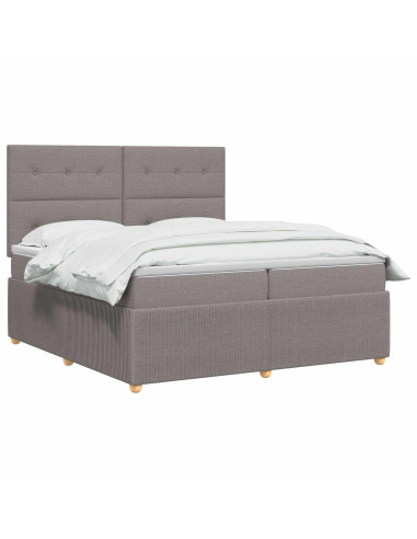 Letto box spring con materasso Tortora 200 x 200 cm Tessuto