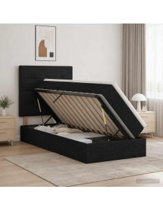 Letto con contenitore LED e materasso Nero 100 x 200 cm Tessuto