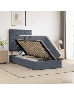 Letto con contenitore LED e materasso Grigio Scuro 100 x 200 cm