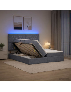 Letto con contenitore LED e materasso Grigio Scuro 200 x 200 cm