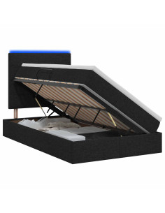 Letto con contenitore LED e materasso Nero 120 x 200 cm Tessuto 2